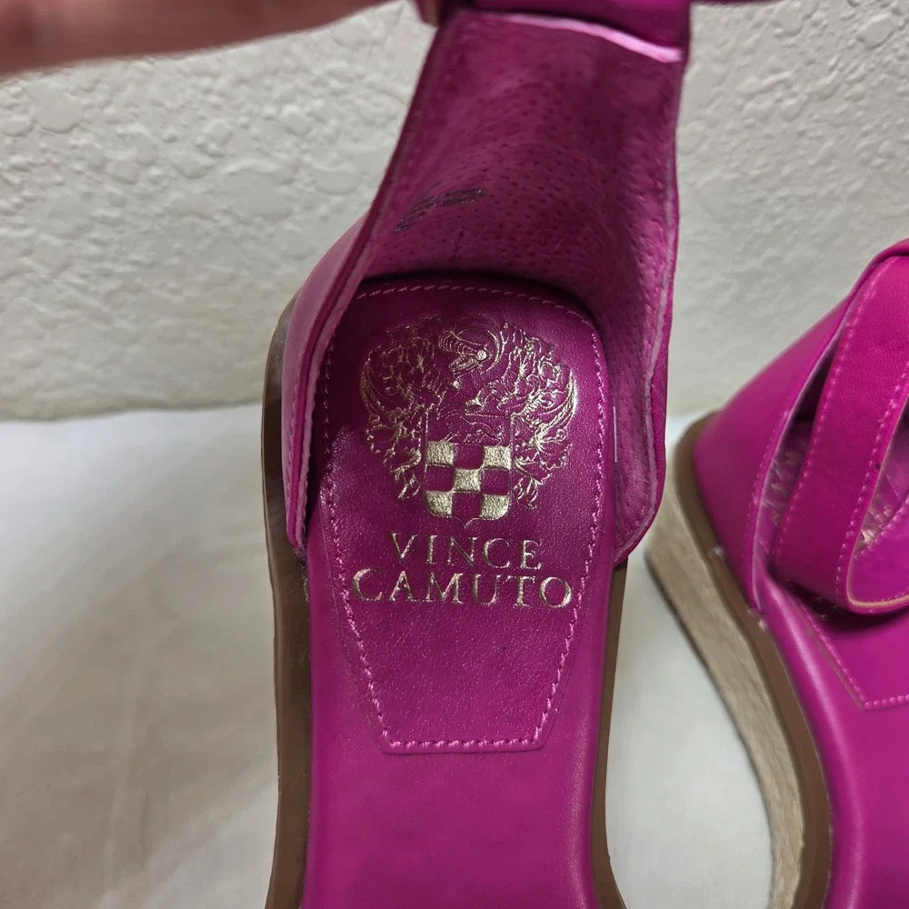 Vince Camuto Magenta Pink Woven Espadrille Wedge Sandals Womens 6.5M 37